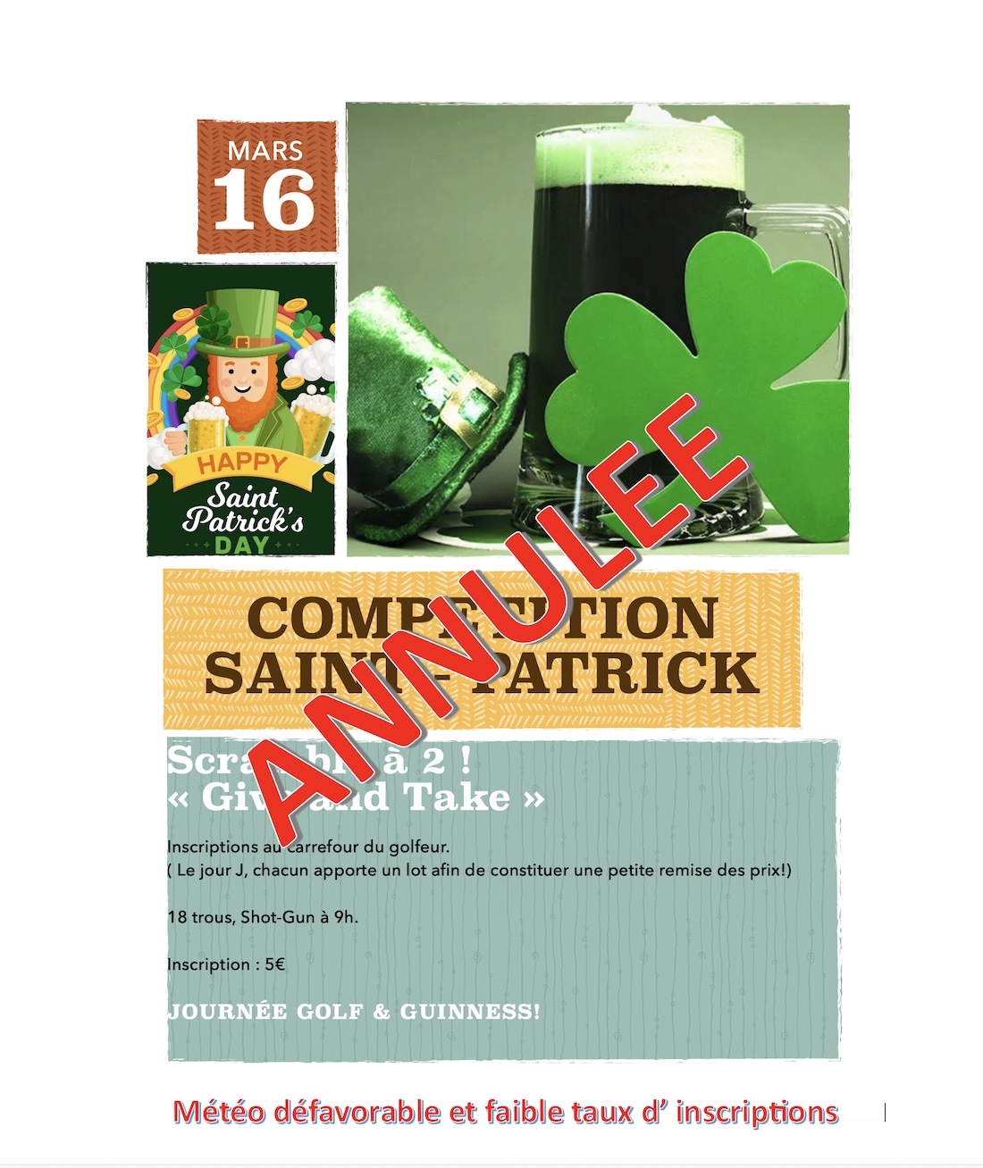 Compétition de la Saint-Patrick Dimanche 16 Mars